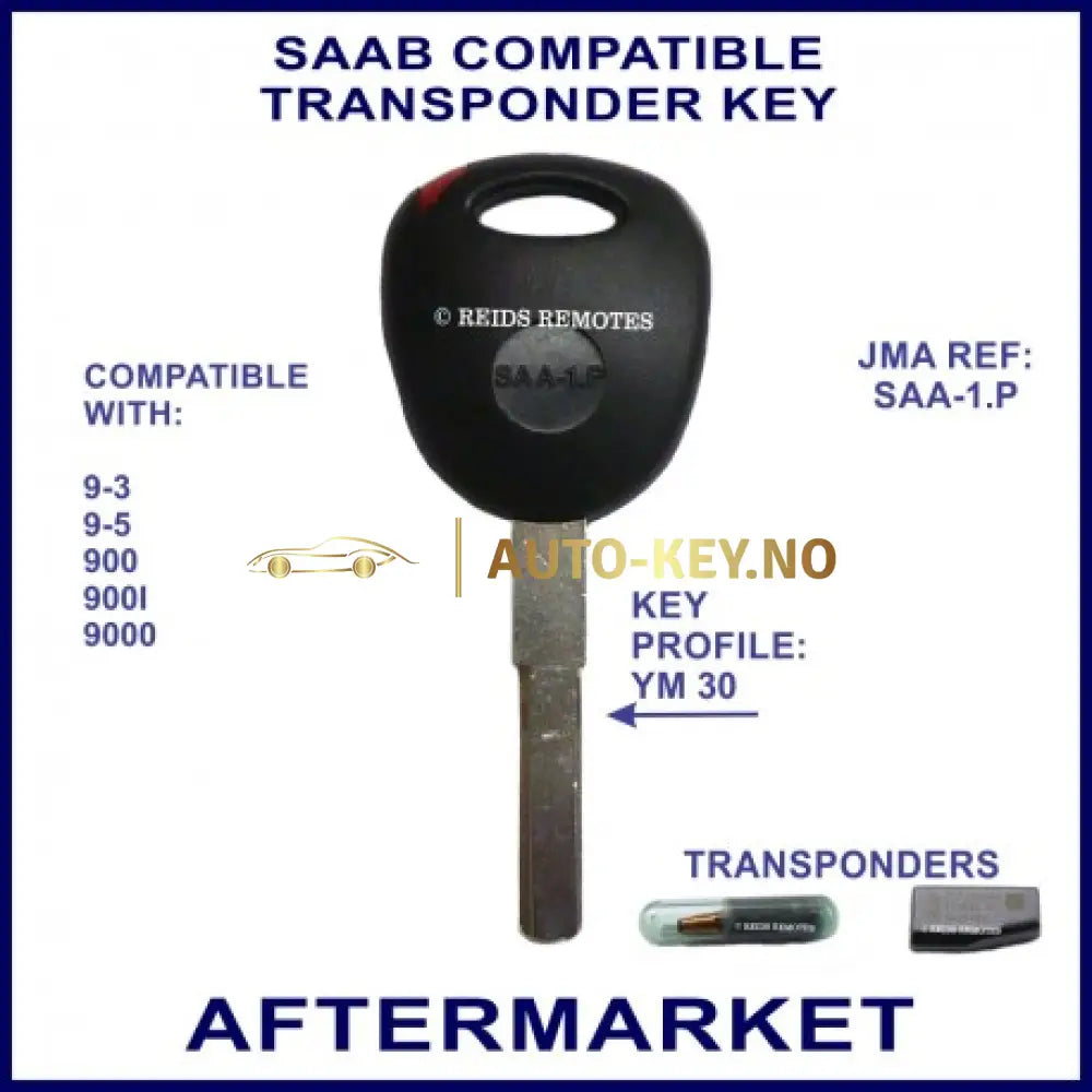 Saab remote part for Saab key - 3 Buttons - 433 Mhz - ID14 Transponder ...